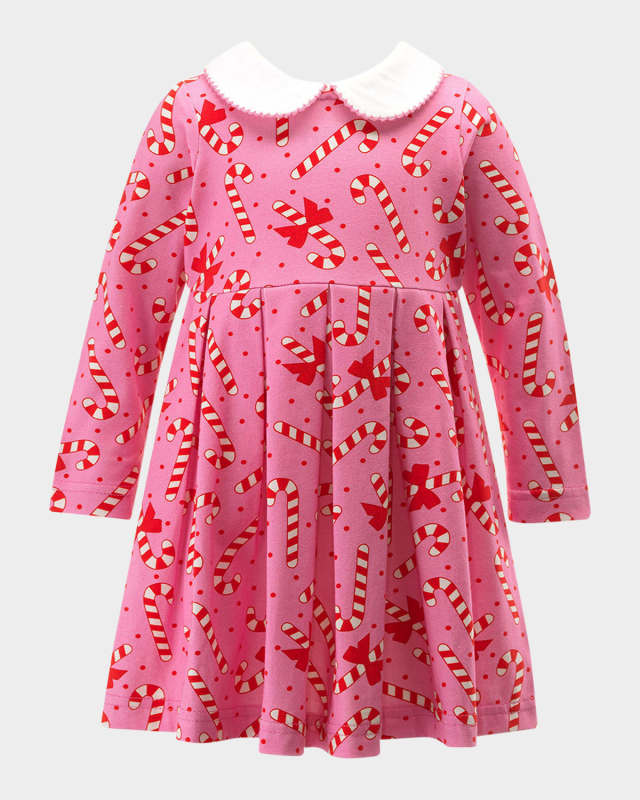 Girl's Candy Cane Jersey Dress, Size 6M-24